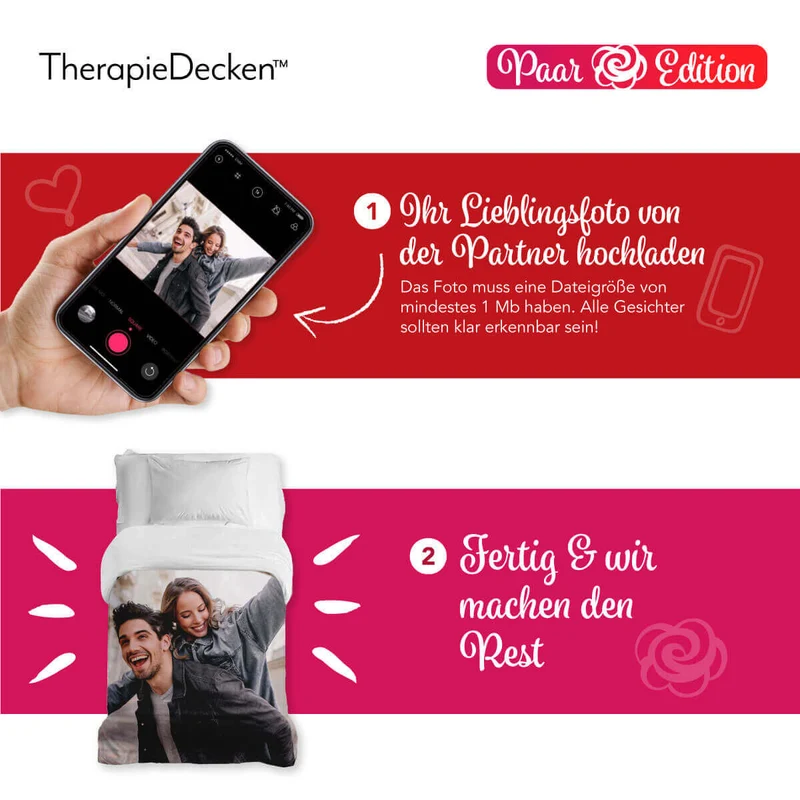 STANDARD Gewichtsdecke mit personalisiertem Partner Motiv für Erwachsene