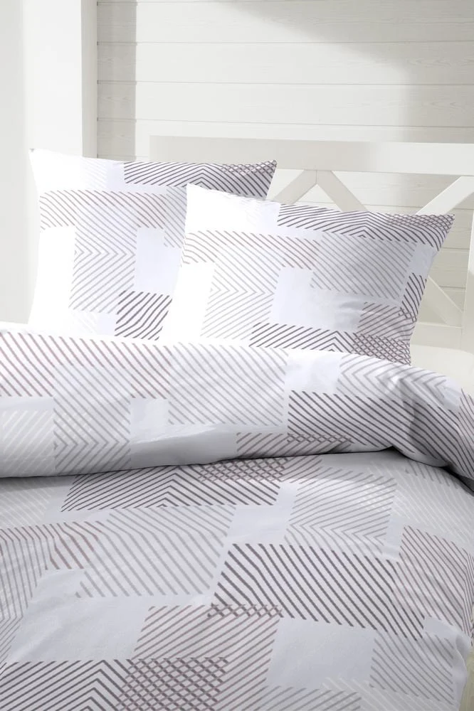 Hahn Polycotton Bettwäsche Karo 135x200 cm + 80x80 cm Grau