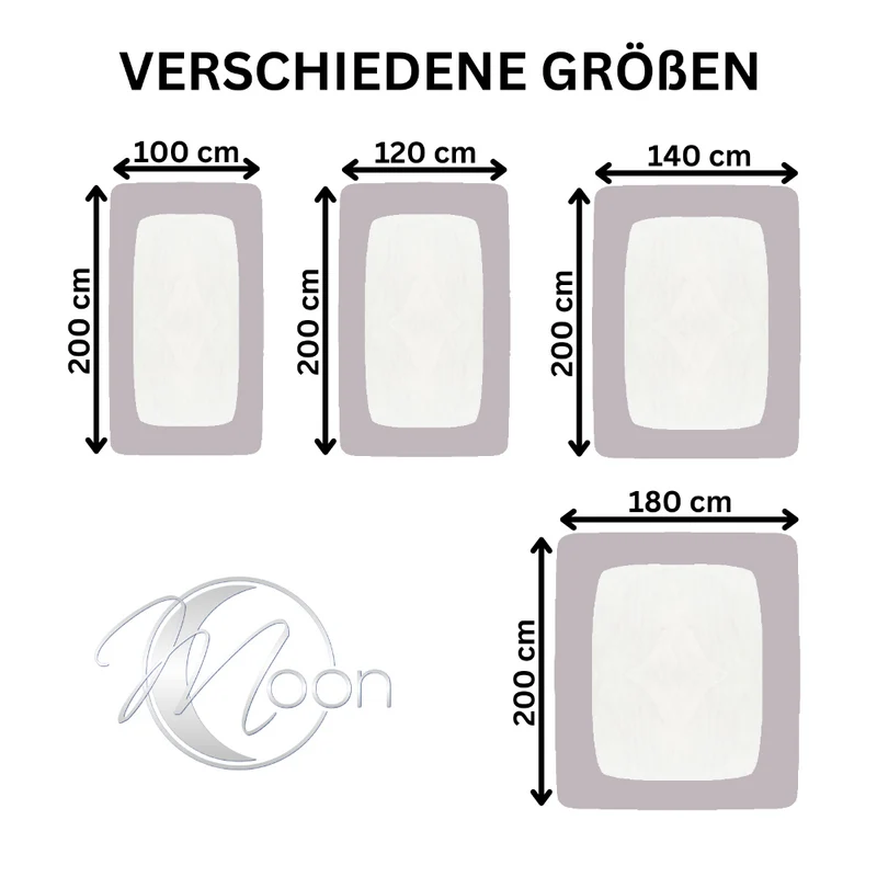 MOON-Classic Topper Spannbettlaken Spannbetttuch 160g/m² Jersey 90x200 - 100x220