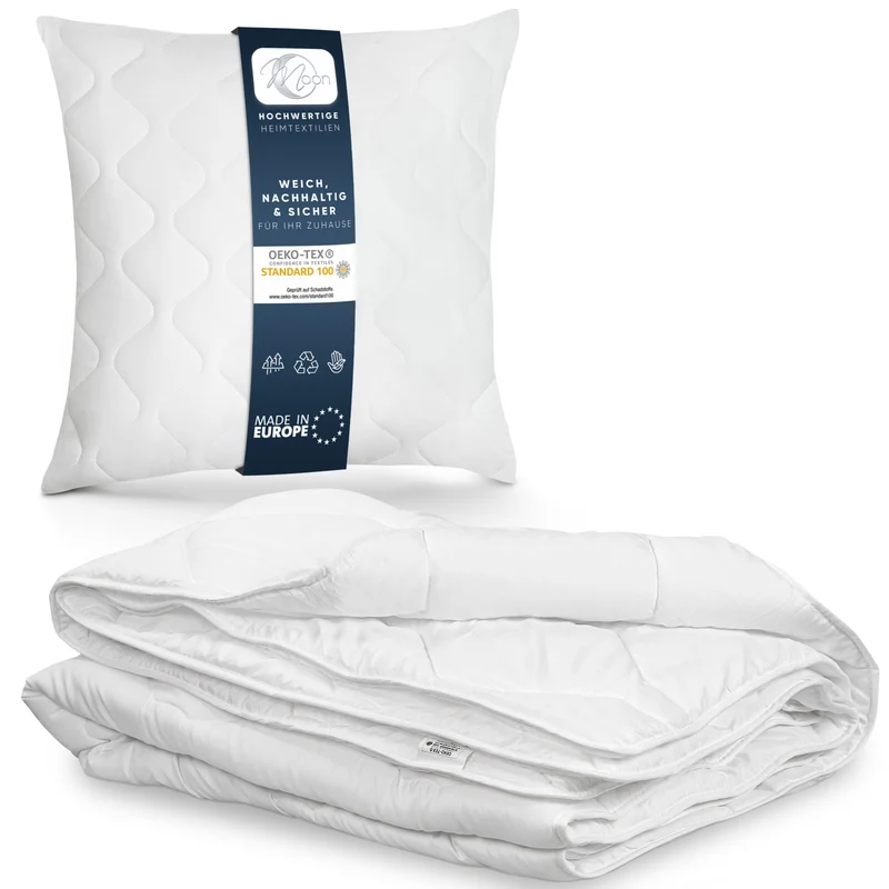 MOON Bettenset Ganzjahresdecke inkl. Kopfkissen 100% Polyester versteppt