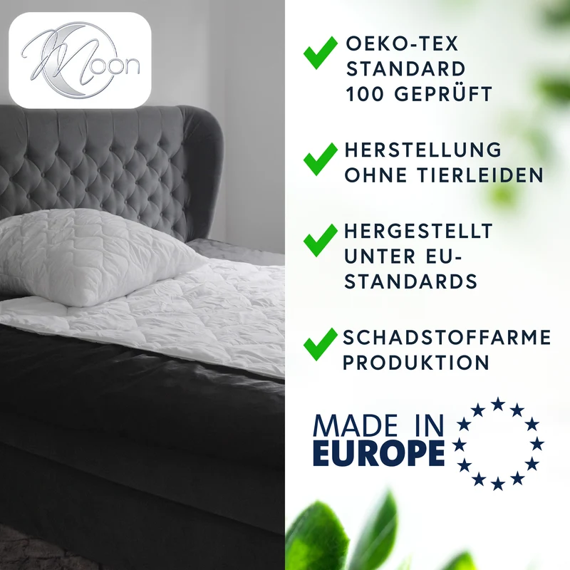 MOON Bettenset Ganzjahresdecke inkl. Kopfkissen 100% Polyester versteppt