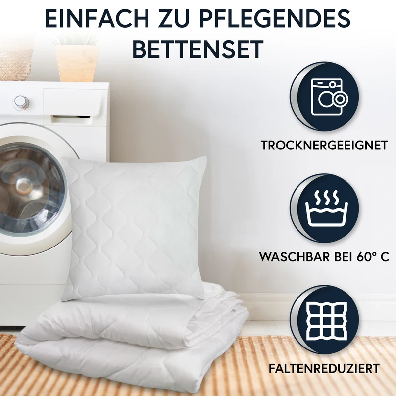 MOON Bettenset Ganzjahresdecke inkl. Kopfkissen 100% Polyester versteppt