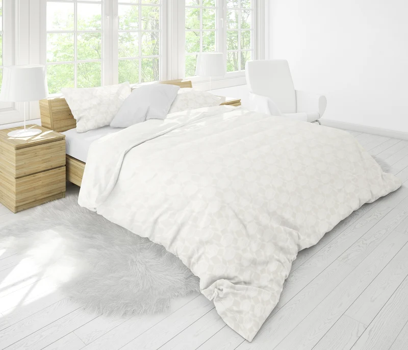 MOON-Luxury Brokat Damast Bettwäsche 135x200/80x80 100% Baumwolle Brilliant YKK Reißverschluss altweiß