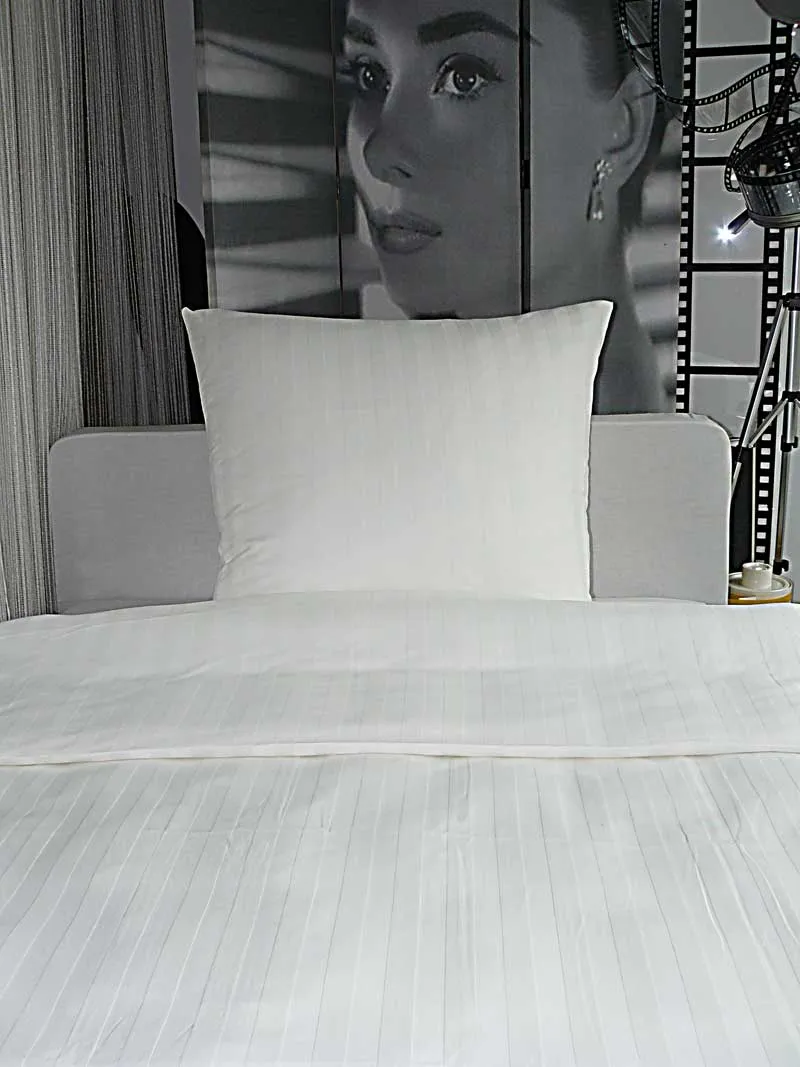 Hotelbettwäsche Bettwäsche Streifen Damast 22mm weiß 135x200 Mischgewebe
