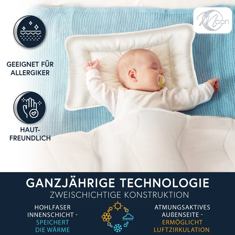 Kopfkissen für Babys 100x135+40x60 cm set Kinder pflegeleicht Kinder anpassbarer Stützkraft