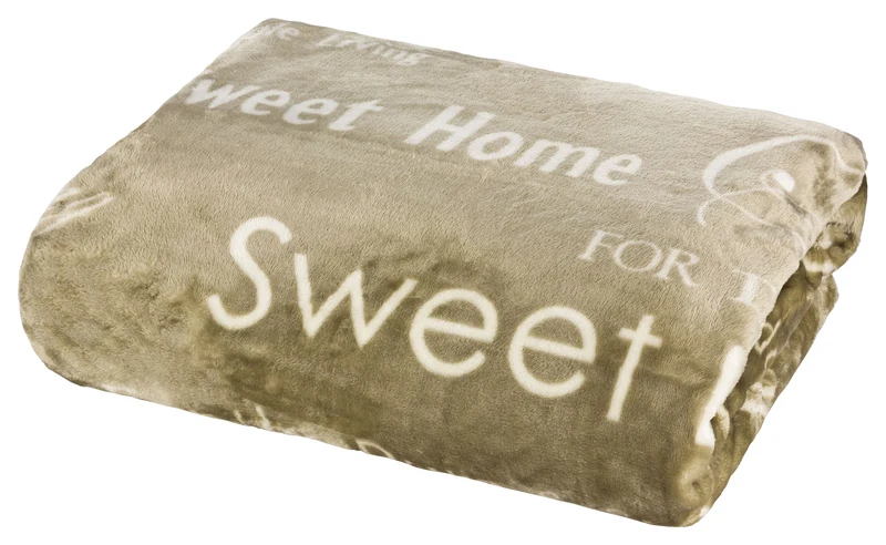 Moon Flanelldecke Kuscheldecke Schriftzug Sweet Home 150x200-olive-Letters
