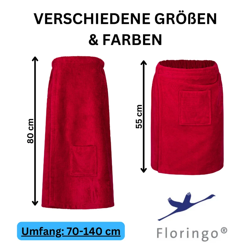 Floringo Luxus Saunakilt Herren Twin-Star Klettverschluss Sauna-Kilt aufgesetzte Tasche