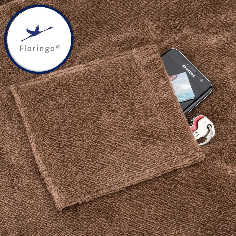 Floringo Luxus Saunakilt Herren Twin-Star Klettverschluss Sauna-Kilt aufgesetzte Tasche