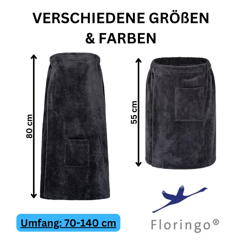 Floringo Luxus Saunakilt Herren Twin-Star Klettverschluss Sauna-Kilt aufgesetzte Tasche