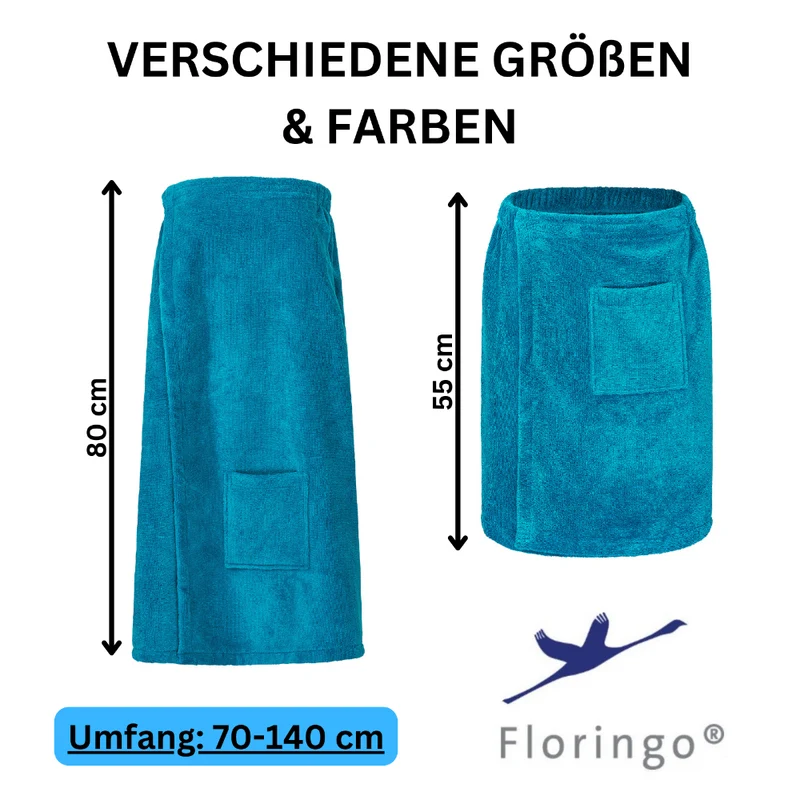 Floringo Luxus Saunakilt Herren Twin-Star Klettverschluss Sauna-Kilt aufgesetzte Tasche