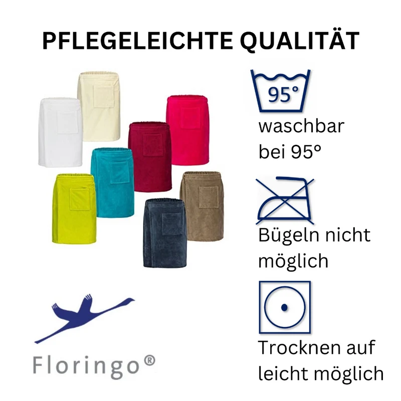 Floringo Luxus Saunakilt Herren Twin-Star Klettverschluss Sauna-Kilt aufgesetzte Tasche