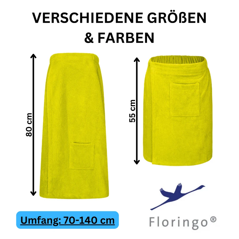 Floringo Luxus Saunakilt Herren Twin-Star Klettverschluss Sauna-Kilt aufgesetzte Tasche