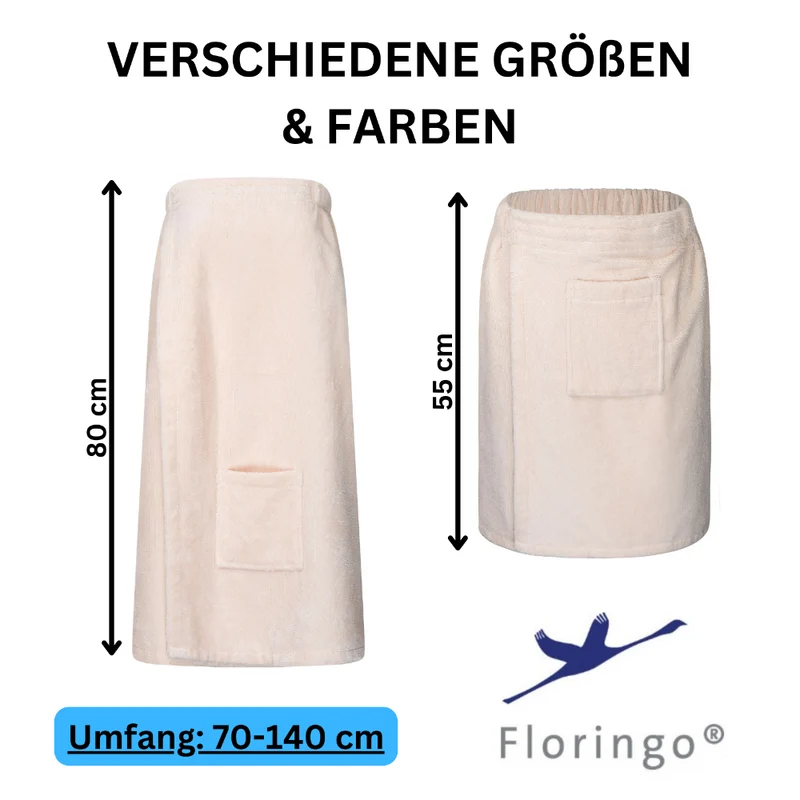 Floringo Luxus Saunakilt Damen Twin-Star Klettverschluss Sauna-Kilt aufgesetzte Tasche