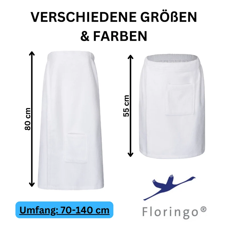 Floringo Luxus Saunakilt Damen Twin-Star Klettverschluss Sauna-Kilt aufgesetzte Tasche