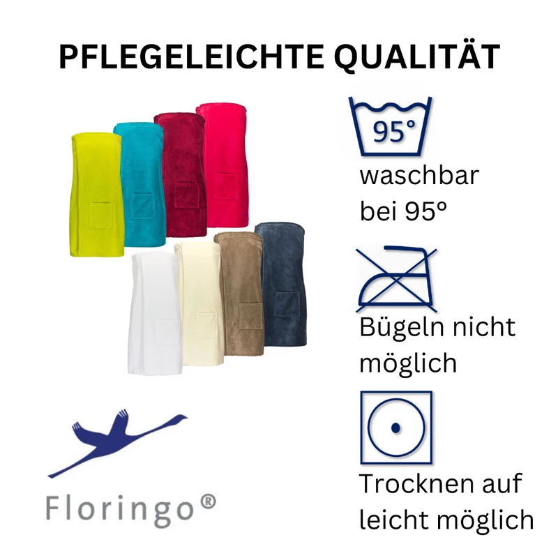Floringo Luxus Saunakilt Damen Twin-Star Klettverschluss Sauna-Kilt aufgesetzte Tasche