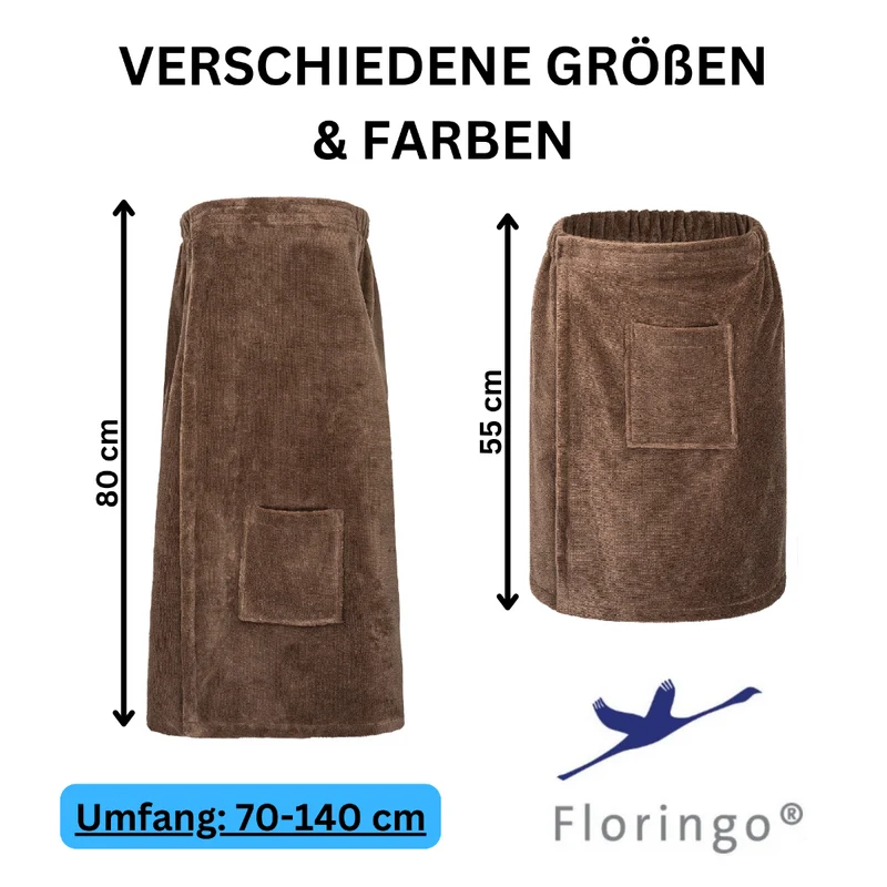 Floringo Luxus Saunakilt Damen Twin-Star Klettverschluss Sauna-Kilt aufgesetzte Tasche