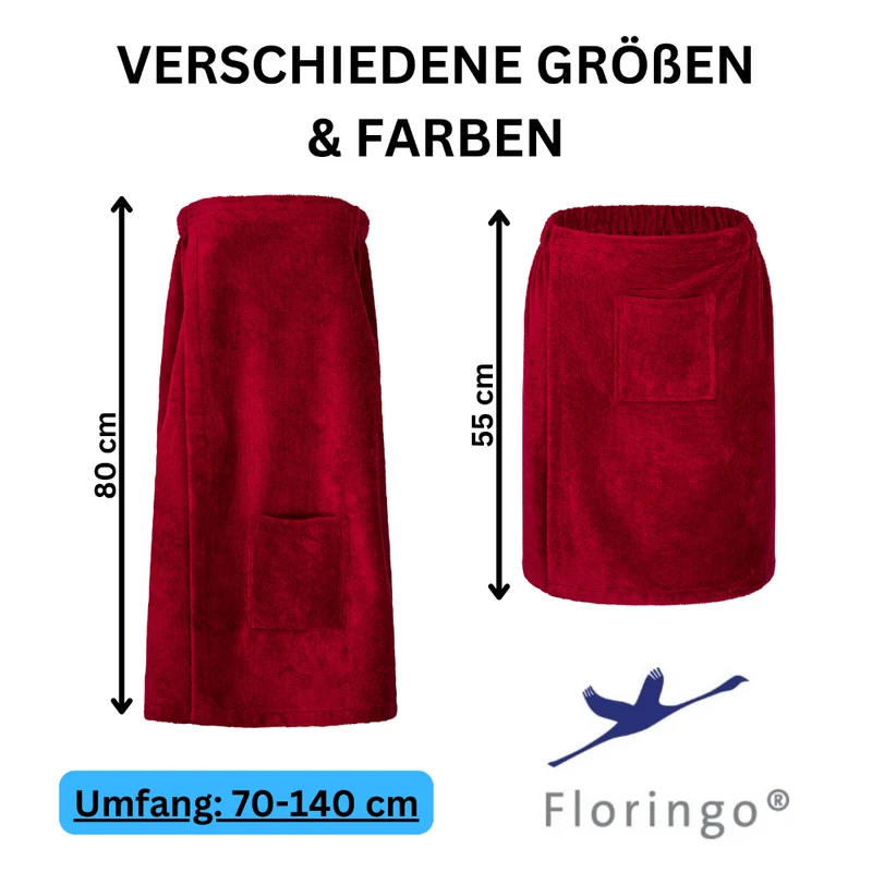 Floringo Luxus Saunakilt Damen Twin-Star Klettverschluss Sauna-Kilt aufgesetzte Tasche