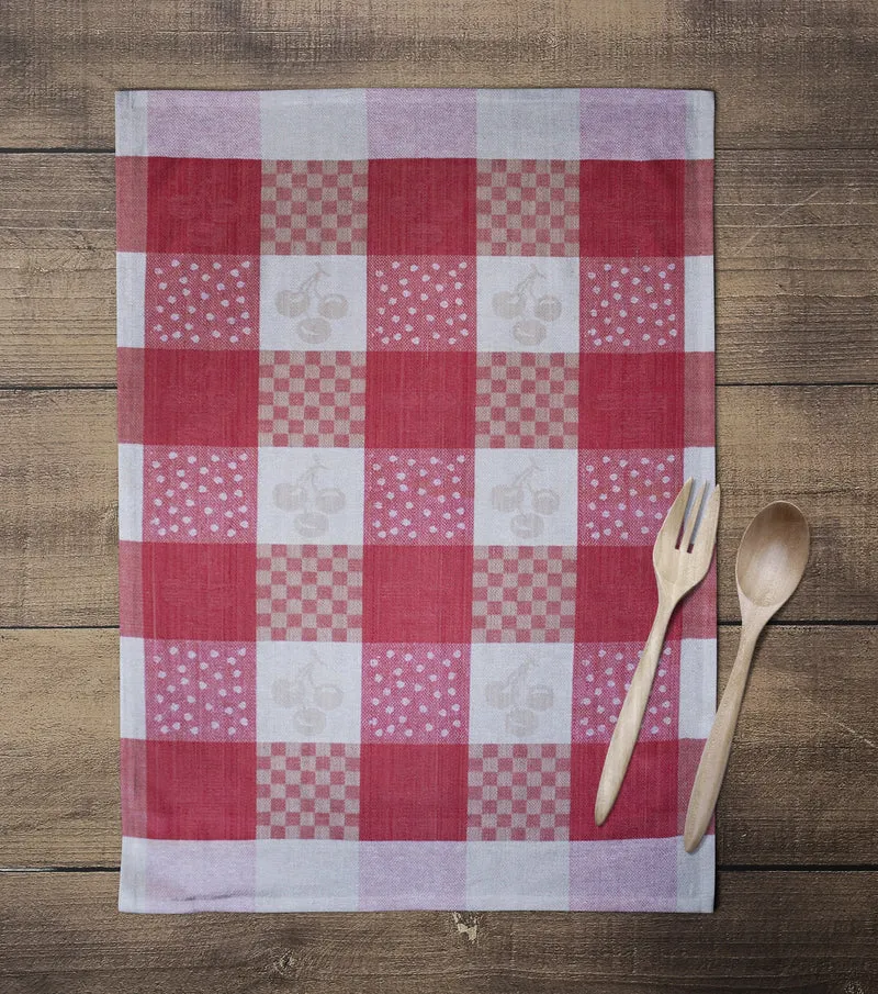 Caroline 3er Pack Geschirrtuch 50x70cm 100% Baumwolle Jacquard Kirsche