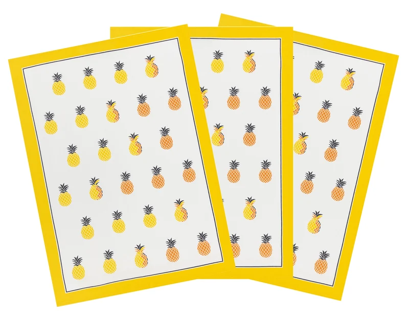 3er Pack Kracht Halbleinen Geschirrtuch Ananas 50x70 cm