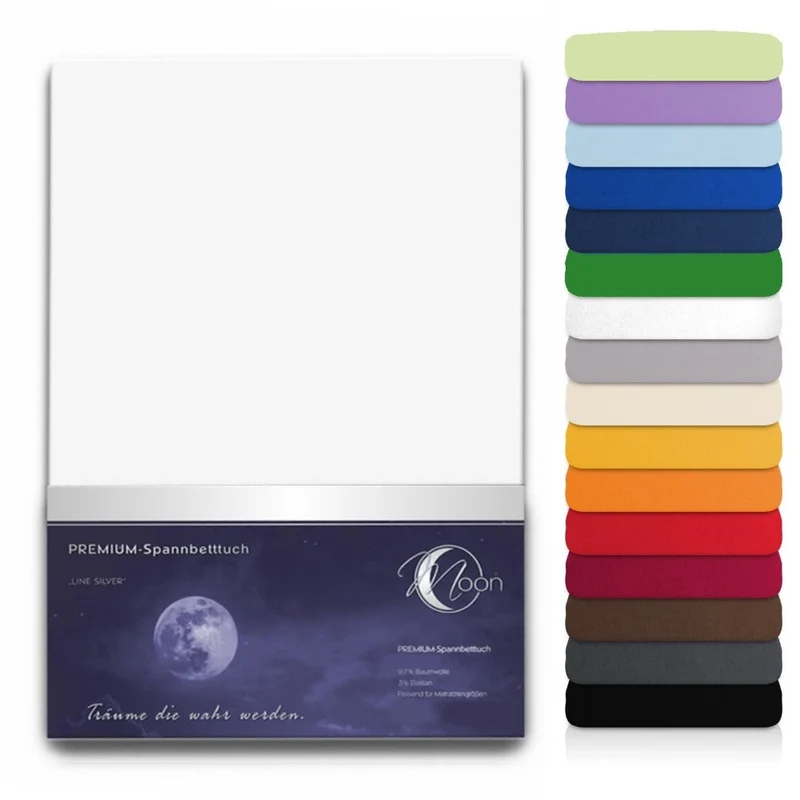 Spannbetttuch 180x200-200x220 cm Spannbettlaken 190g/m² Premium Moon Line Silver