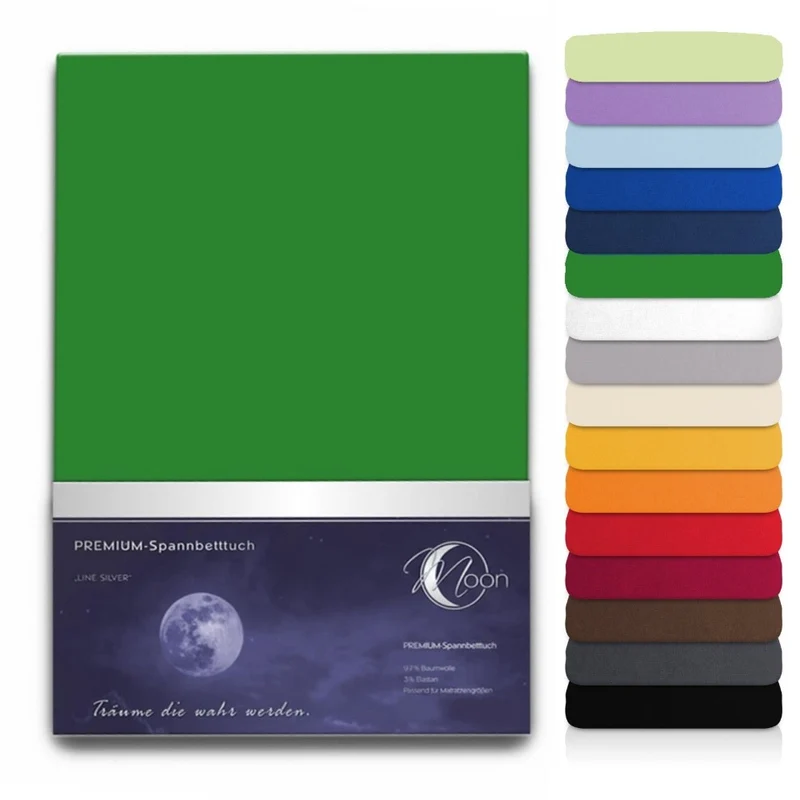 Spannbetttuch 180x200-200x220 cm Spannbettlaken 190g/m² Premium Moon Line Silver