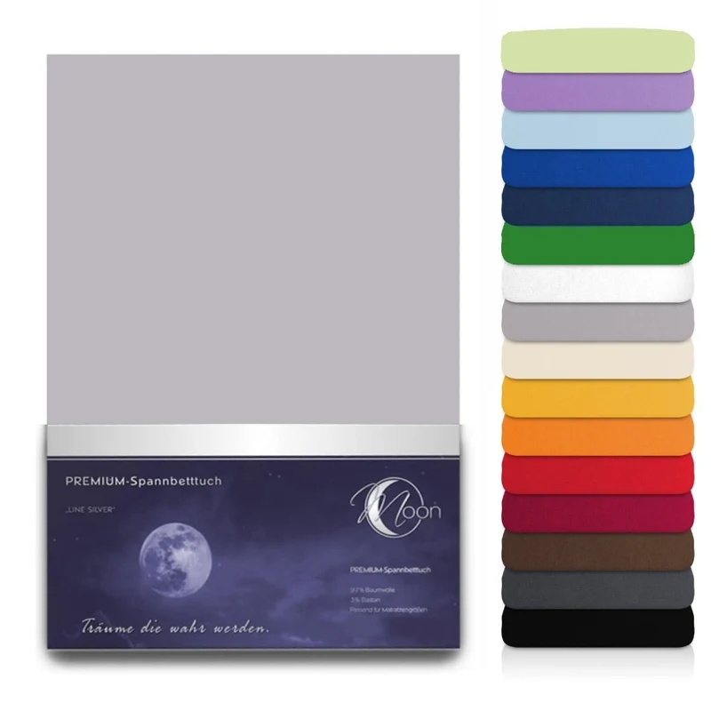 Spannbetttuch 180x200-200x220 cm Spannbettlaken 190g/m² Premium Moon Line Silver