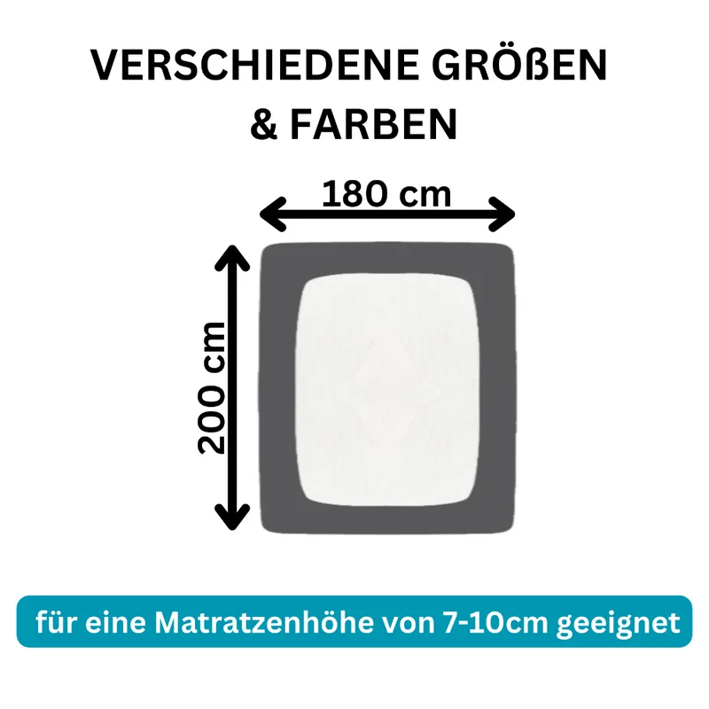 Spannbettlaken Topper 200x220cm Spannbetttuch Baumwolle 190g/m² Moon Line silver