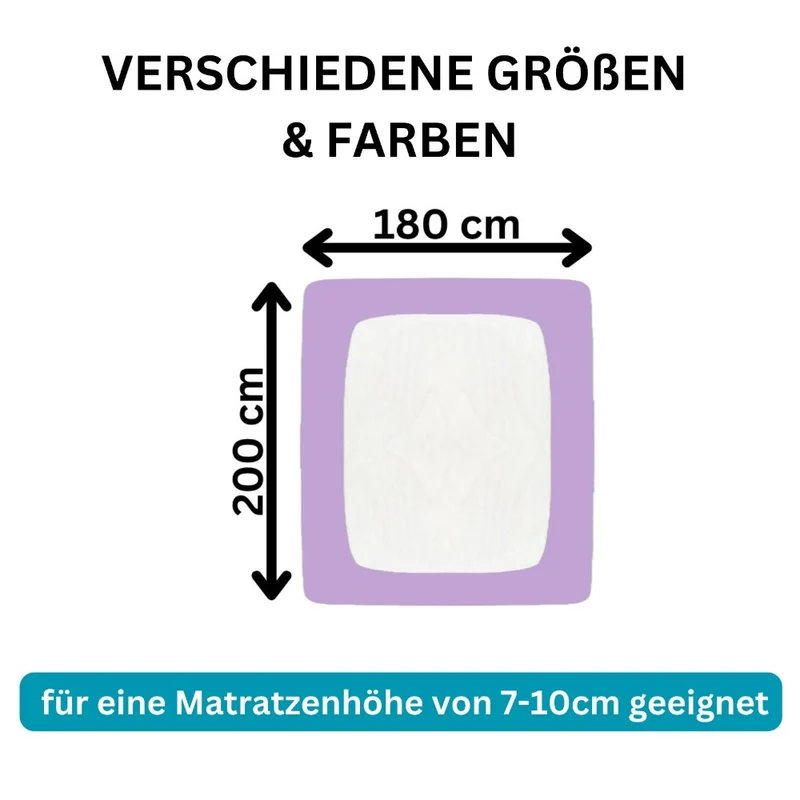 Spannbettlaken Topper 200x220cm Spannbetttuch Baumwolle 190g/m² Moon Line silver