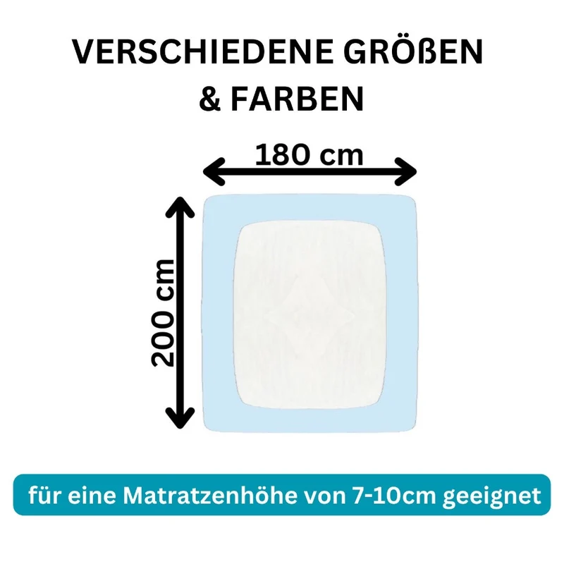 Spannbettlaken Topper 200x220cm Spannbetttuch Baumwolle 190g/m² Moon Line silver