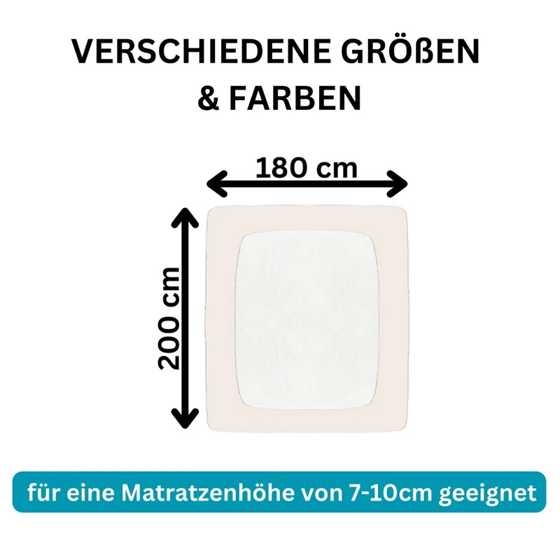 Spannbettlaken Topper 200x220cm Spannbetttuch Baumwolle 190g/m² Moon Line silver