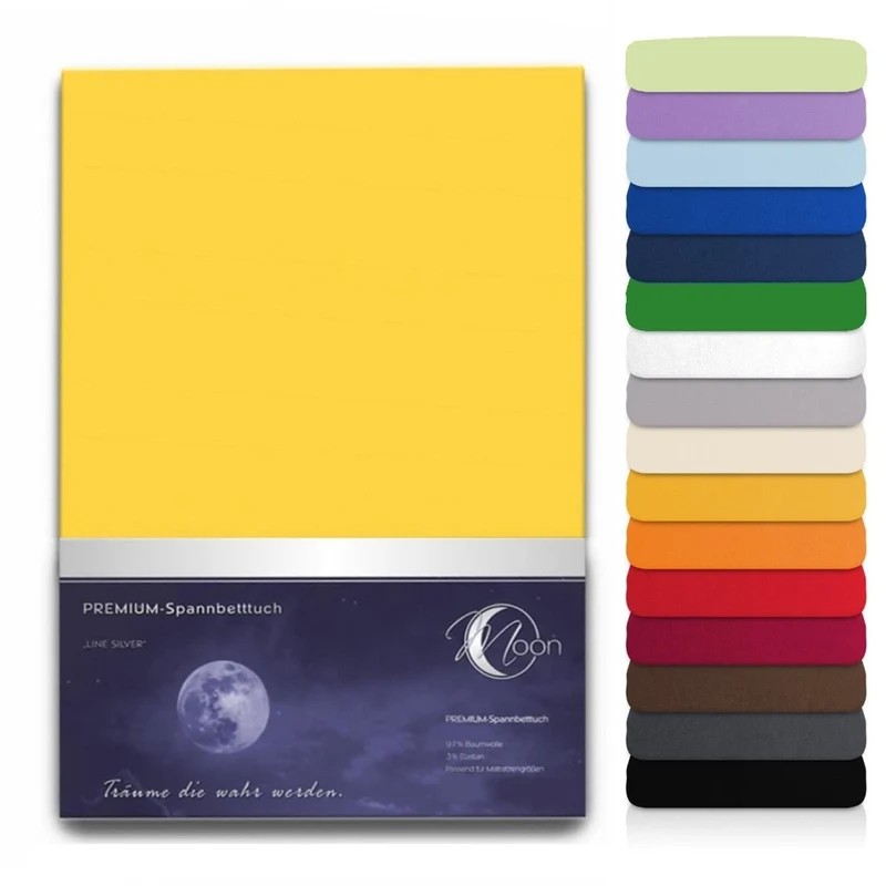 Spannbettlaken Topper 200x220cm Spannbetttuch Baumwolle 190g/m² Moon Line silver