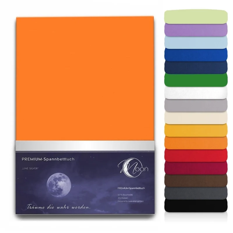 Spannbettlaken Topper 200x220cm Spannbetttuch Baumwolle 190g/m² Moon Line silver