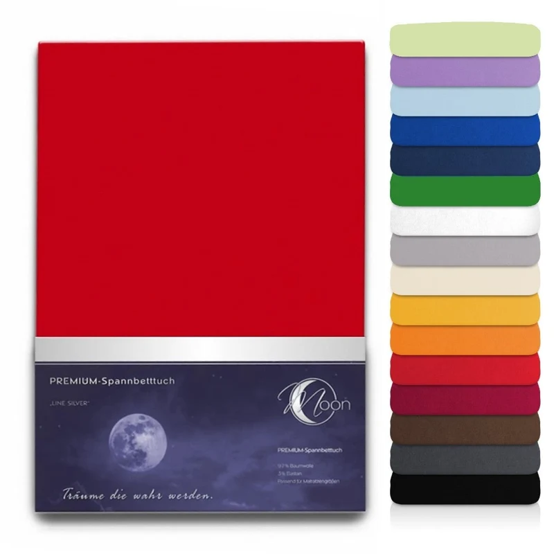 Spannbettlaken Topper 200x220cm Spannbetttuch Baumwolle 190g/m² Moon Line silver