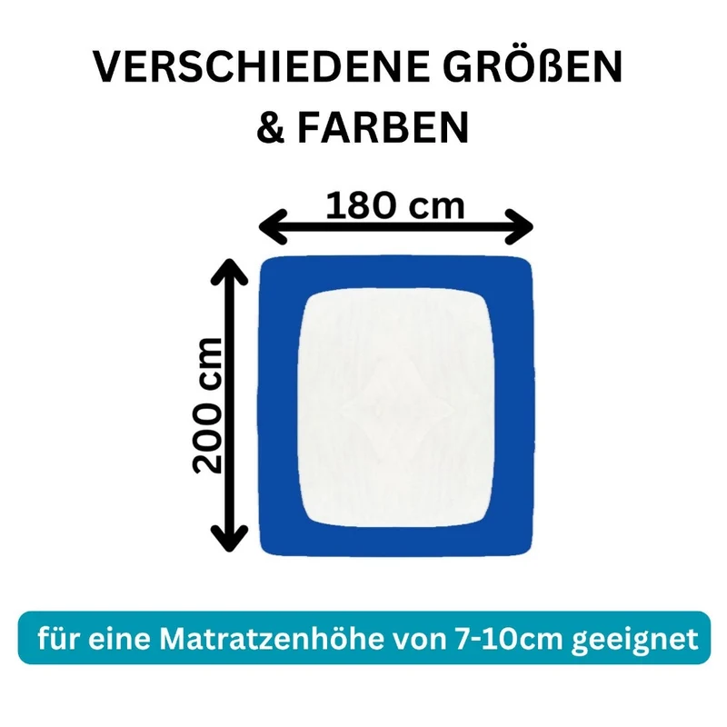 Spannbettlaken Topper 200x220cm Spannbetttuch Baumwolle 190g/m² Moon Line silver