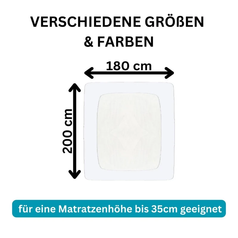 Spannbettlaken Topper 200x220cm Spannbetttuch Baumwolle 190g/m² Moon Line silver