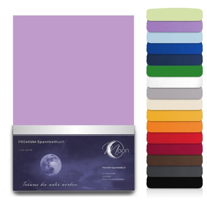 MOON Line silver XXL Spannbettlaken 200x220 - 220x240 190g/m² Spannbetttuch