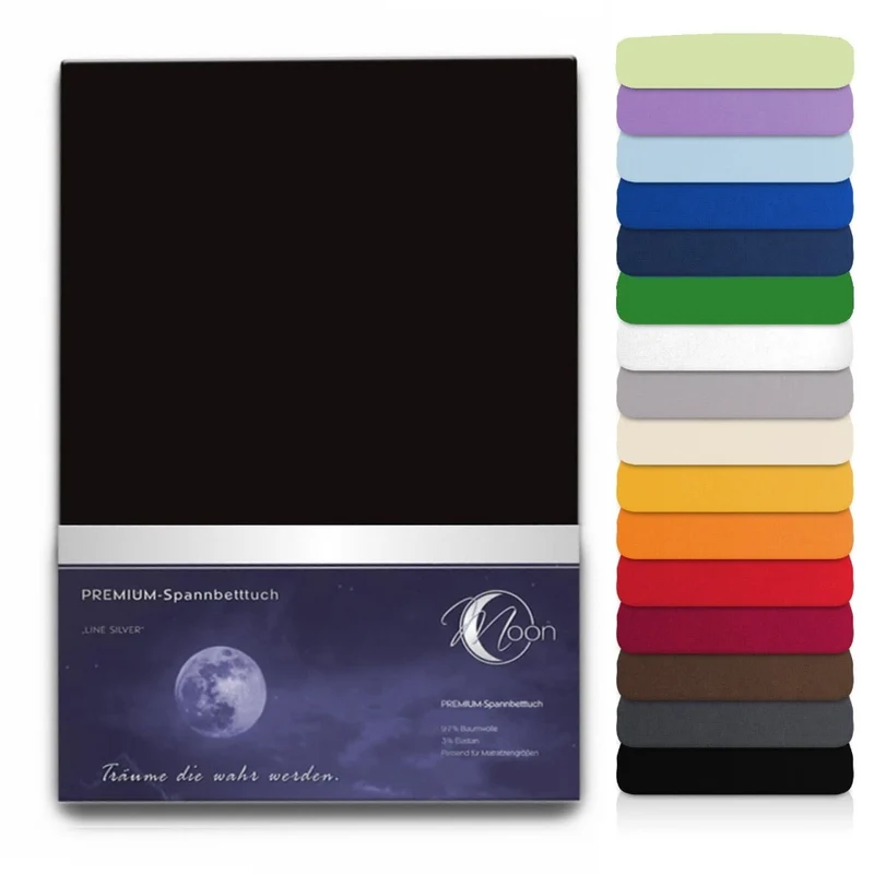 MOON Line silver XXL Spannbettlaken 200x220 - 220x240 190g/m² Spannbetttuch