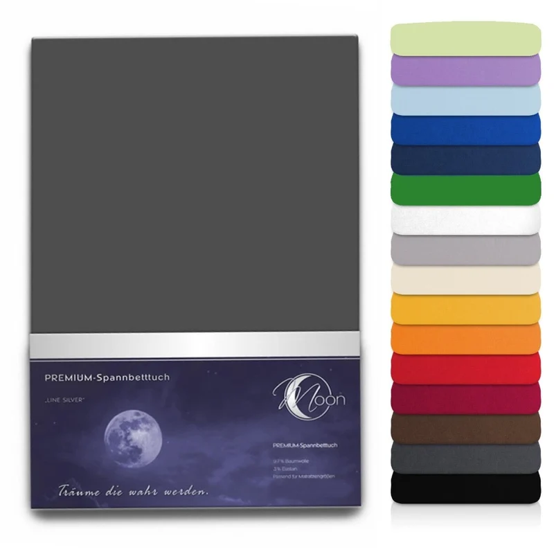 MOON Line silver XXL Spannbettlaken 200x220 - 220x240 190g/m² Spannbetttuch