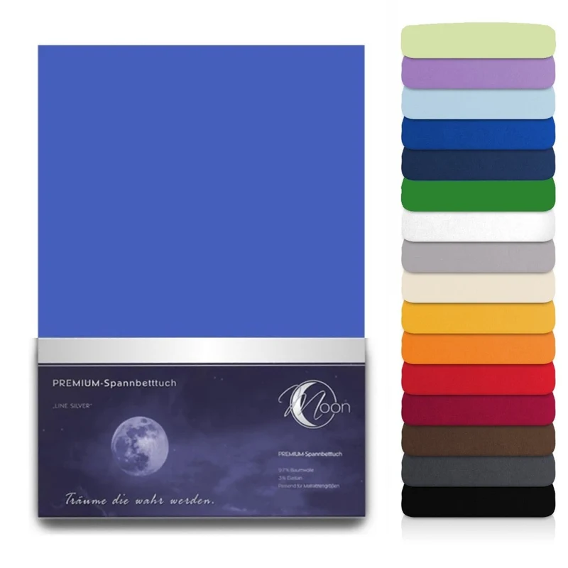 MOON Line silver XXL Spannbettlaken 200x220 - 220x240 190g/m² Spannbetttuch