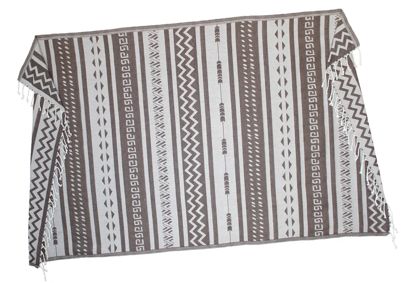 Hamamtuch Pestemal Tuch 100x170 cm braun-weiß gemustert mit Fransen