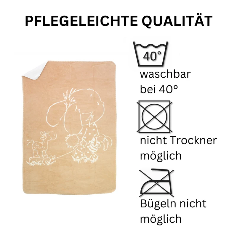 Moon Baby Kinder Kuscheldecke 100x150 Baumwolle Hase doppelseitig und flauschig