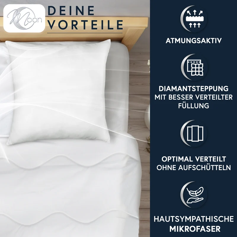 MOON Bettenset Ganzjahresdecke inkl. Kopfkissen 100% Polyester