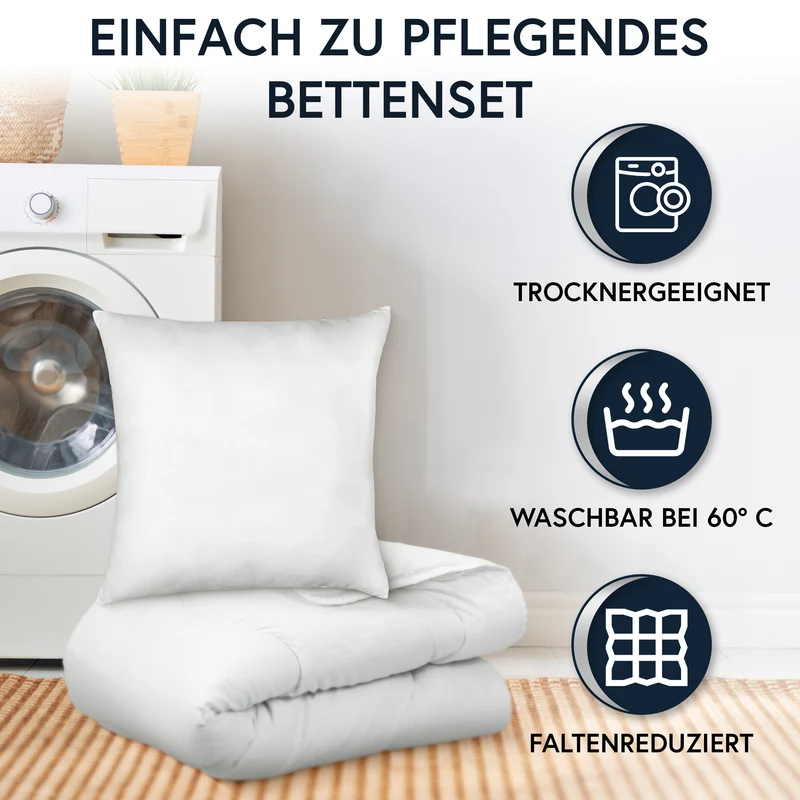 MOON Bettenset Ganzjahresdecke inkl. Kopfkissen 100% Polyester