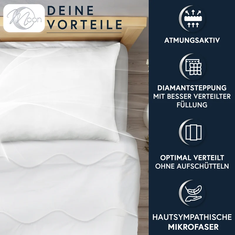 MOON Bettenset Ganzjahresdecke inkl. Kopfkissen 100% Polyester
