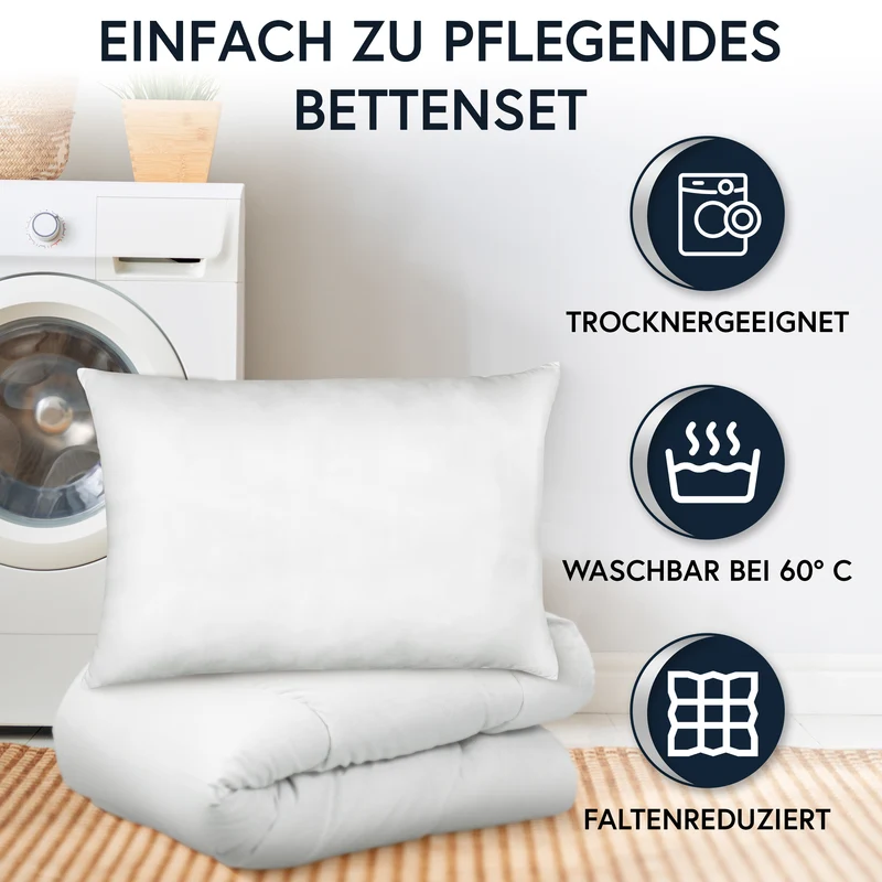 MOON Bettenset Ganzjahresdecke inkl. Kopfkissen 100% Polyester