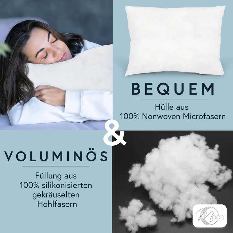 6er Pack Füllkissen Innenkissen fest gefüllt Hohlfaser Polyester Nonwoven Moon