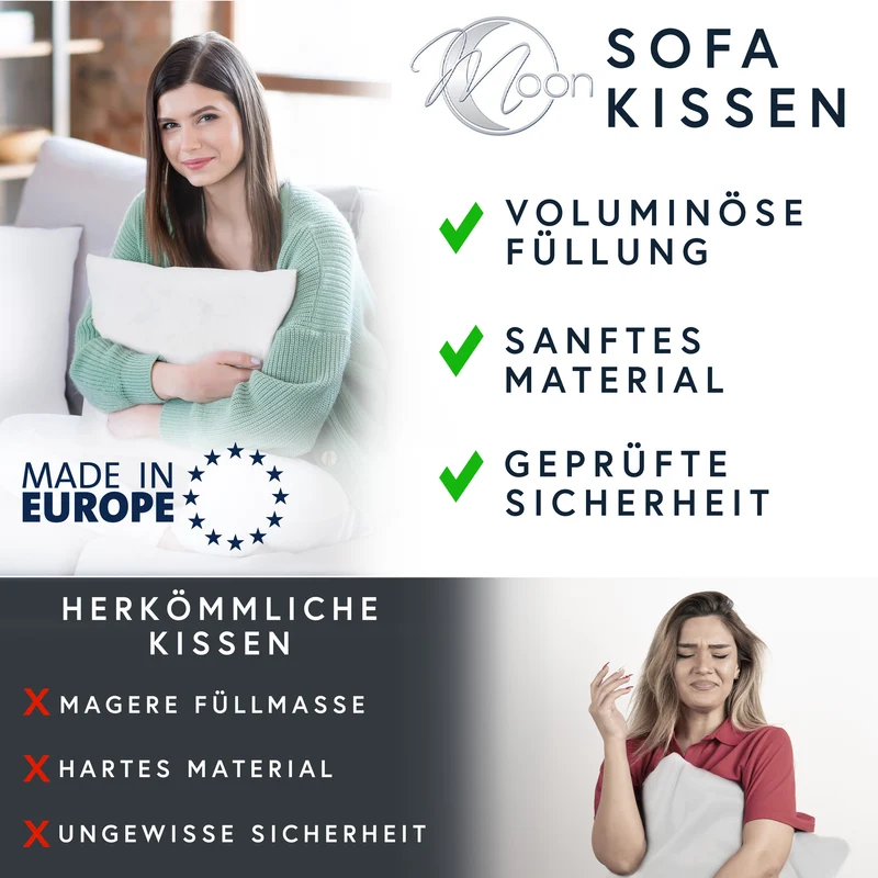 6er Pack Füllkissen Innenkissen fest gefüllt Hohlfaser Polyester Nonwoven Moon
