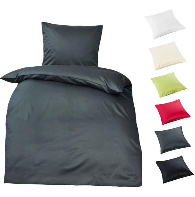 Bettwäsche Mako Satin und Kissenbezüge 100% Baumwolle glatt 130g/m² Moon Premium