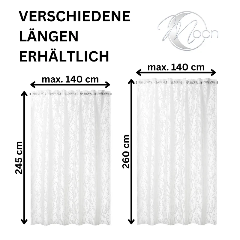 Schlaufenvorhang Dekoschal Vorhang Gardine Ronny mit Ausbrenner Motiv - weiß