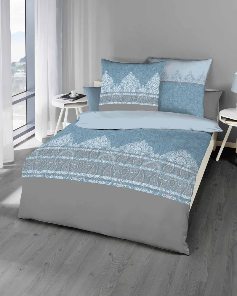 Kaeppel Biber Bettwäsche 100% Baumwolle Mahalia hellblau 155x220